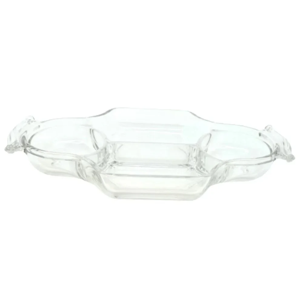 VINTAGE DEPRESSION GLASS~FOUR COMPARTMENT RELISH or CANDY DISH~13” x 7.25”